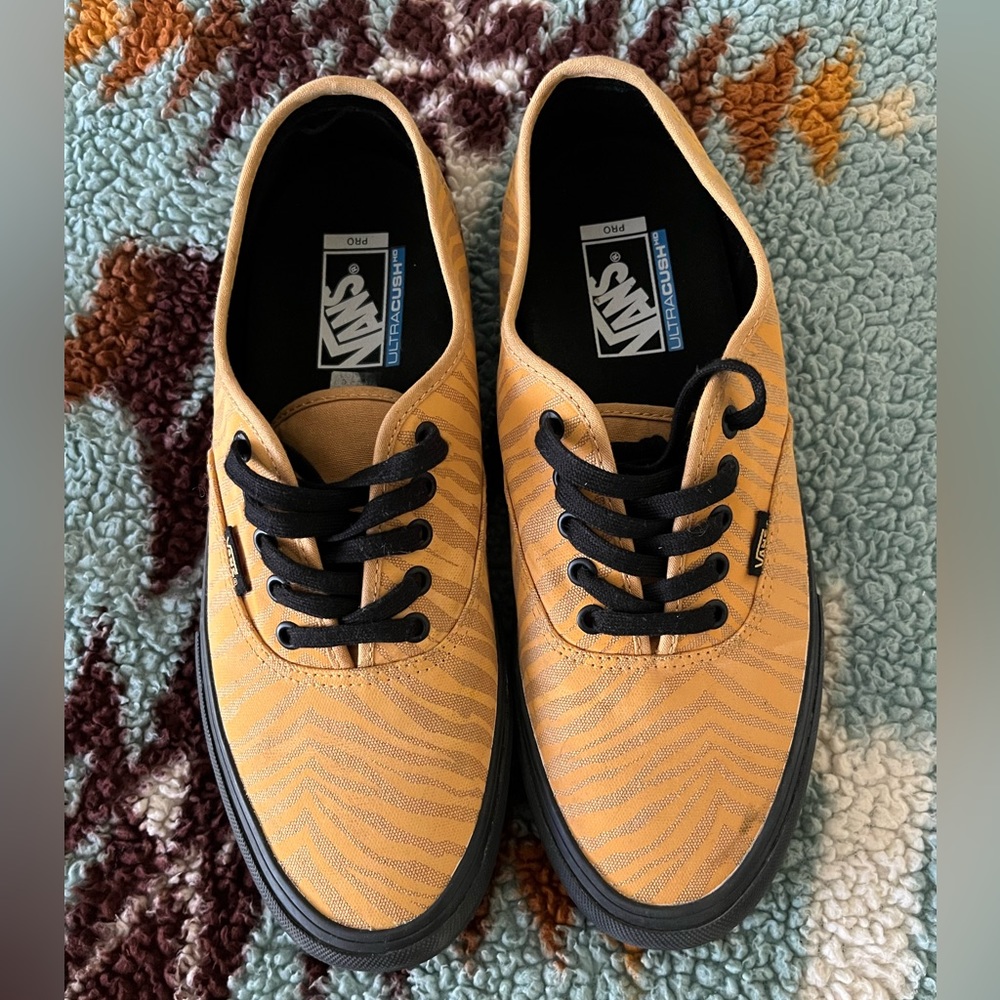 Men’s Tan and Gold Reflective Tiger Stripe Vans